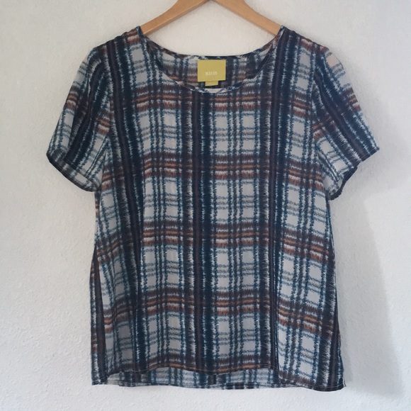 Anthropologie Maeve Loose Plaid Short Sleeve Top - Picture 1 of 5